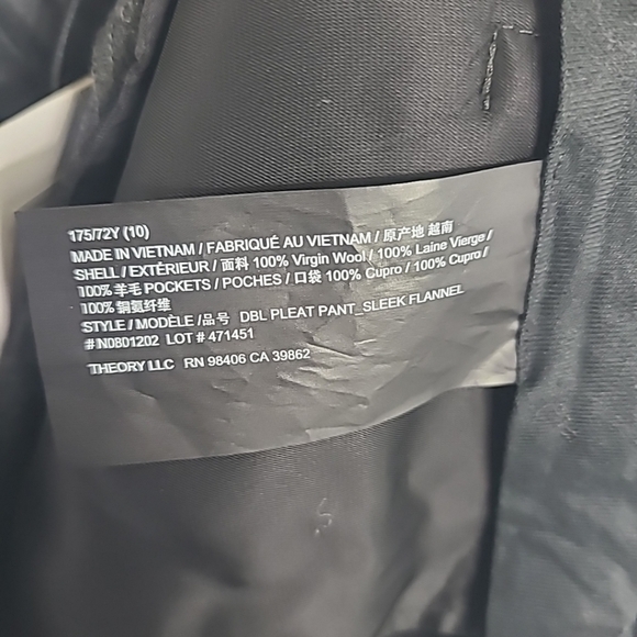 NWT Theory Women's Wool DBL Pleated Dress Pants Charcoal Grey Sz 10 - Picture 8 of 8